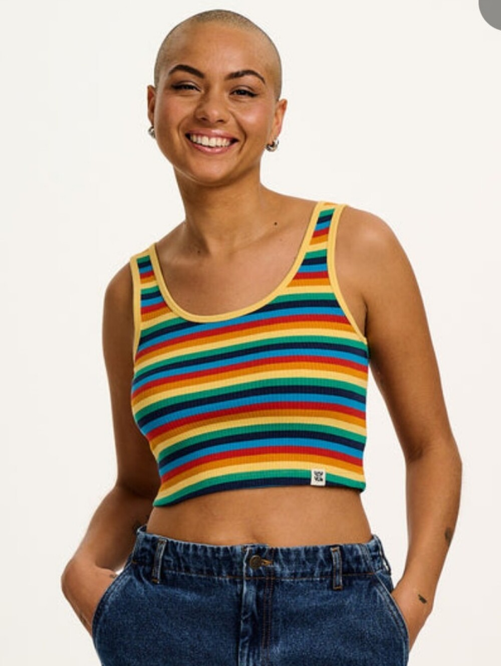 Lucy & Yak Josy Tank Top In Rainbow Stripe Size M